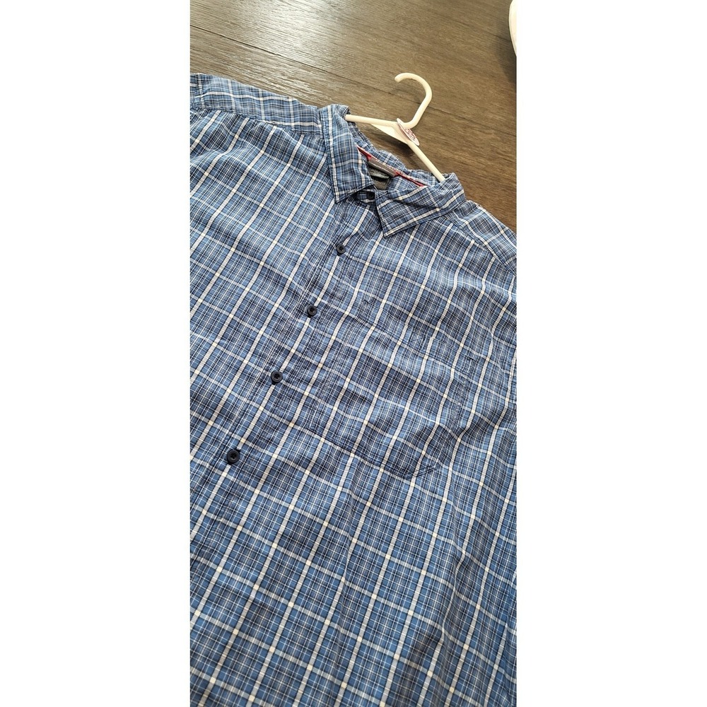 North Face Golf Polo Mens XXL Blue Plaid Short Sleeve Hiking Shirt #33